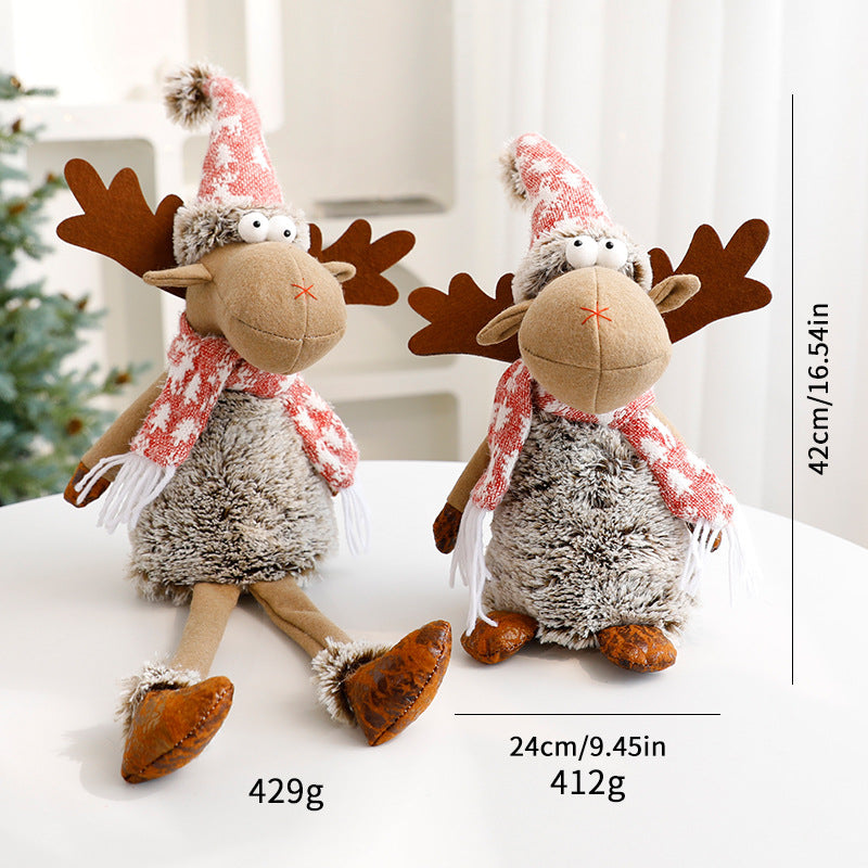 Reindeer Plush Christmas Decoration Ornament Window Display Decorative Figurine