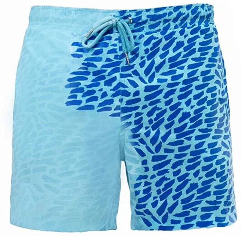 Water Changing Beach Pants Men's Quick Dry Large Size Swimming Pants Warm Color Changing Shorts Men's Swimming Pants