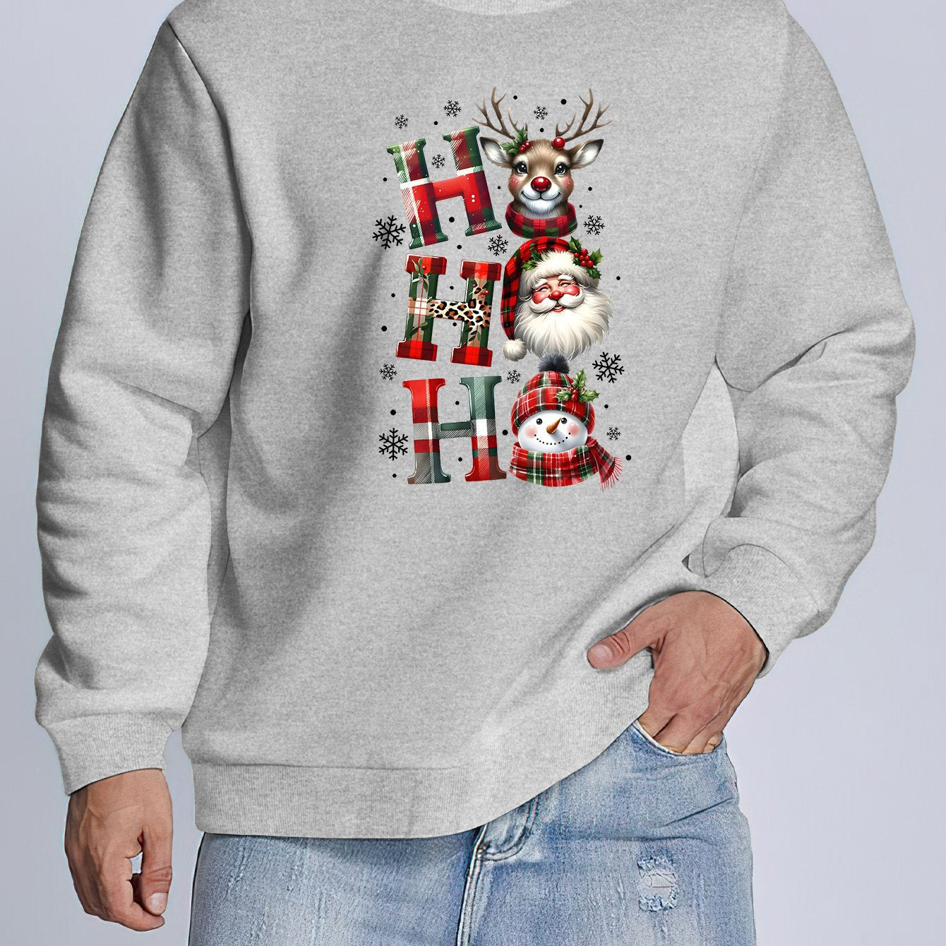 Men'S Christmas Sweatshirt - Casual Street Style, Round