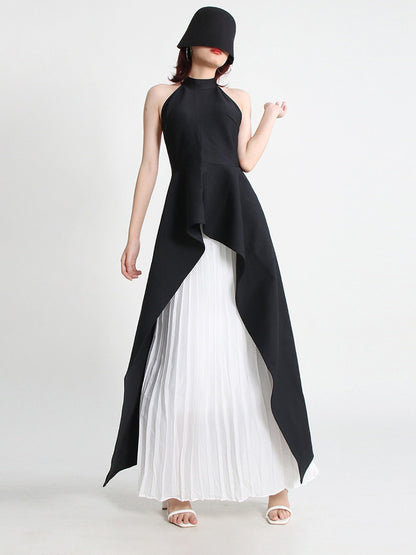 Fashion neck hanging sleeveless irregular two-piece set women's clothing