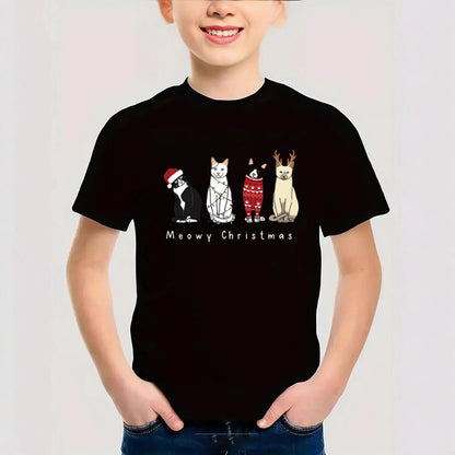 Cotton New Christmas Children's Short Sleeve Girls' T-Shirt Kids Clothing Boys' Short Sleeve