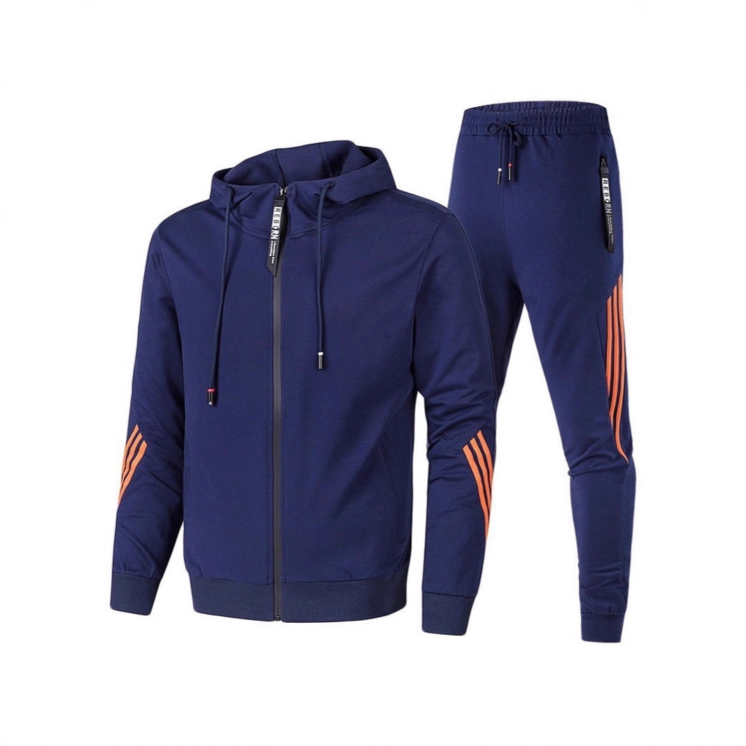 Sportswear Men's Set Casual Two-Piece Suit Spring Autumn Zipper Three-Stripe Hoodie Casual Long Pants