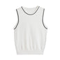 Color blocked trimmed sleeveless knitted vest top