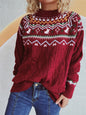 Round neck loose pullover knitting Fried Dough Twists Christmas sweater for women