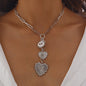 Ins zircon inlaid sun necklace for women, cold and cool style heart-shaped alloy pendant, collarbone chain
