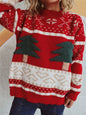 Knitted Christmas Tree Cartoon Jacquard Holiday New Year Sweater