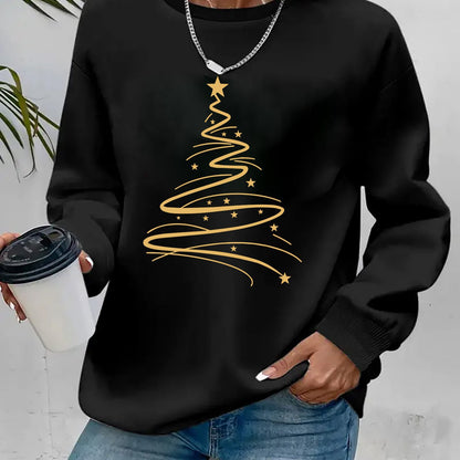 Women's Casual Christmas Print Long Sleeve Sweatshirt - Vibr