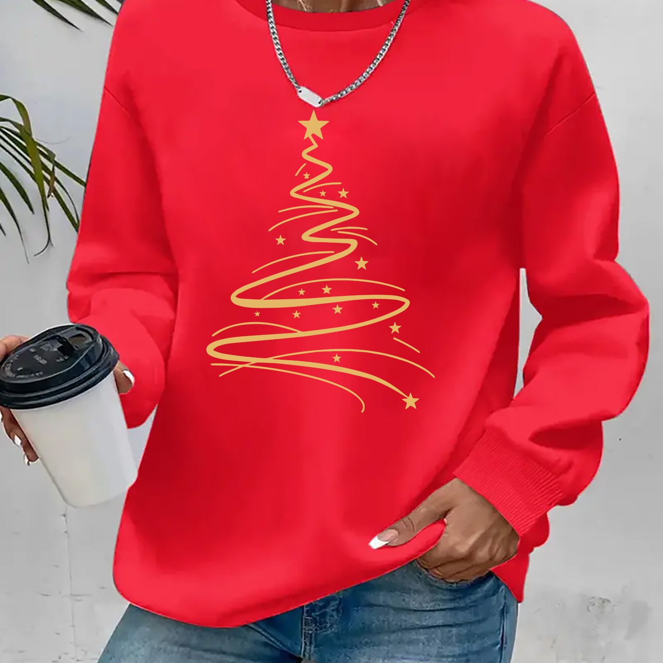 Women's Casual Christmas Print Long Sleeve Sweatshirt - Vibr