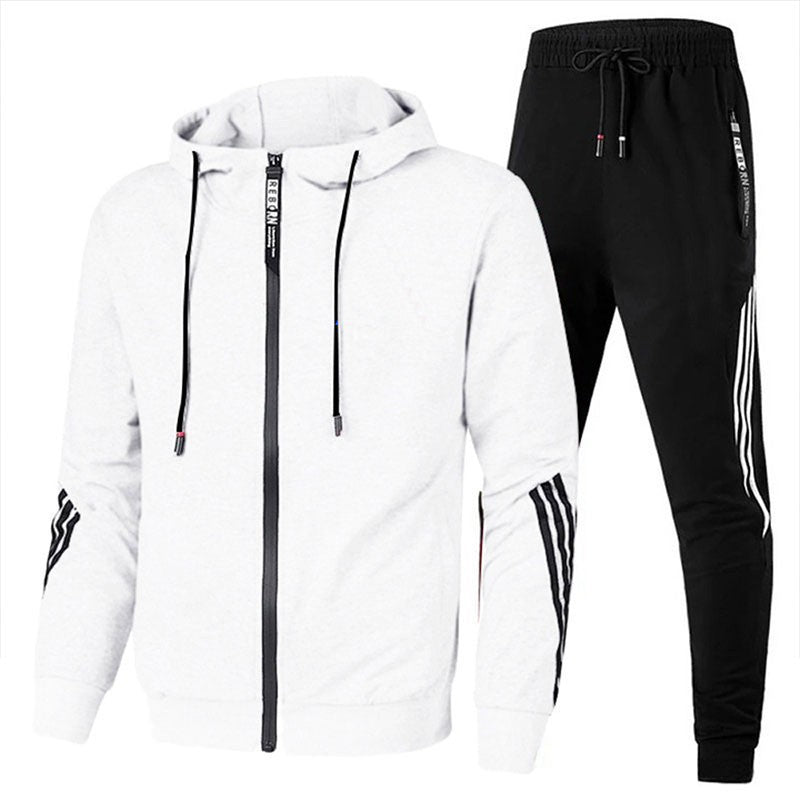 Sportswear Men's Set Casual Two-Piece Suit Spring Autumn Zipper Three-Stripe Hoodie Casual Long Pants