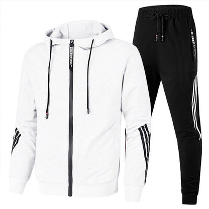 Sportswear Men's Set Casual Two-Piece Suit Spring Autumn Zipper Three-Stripe Hoodie Casual Long Pants