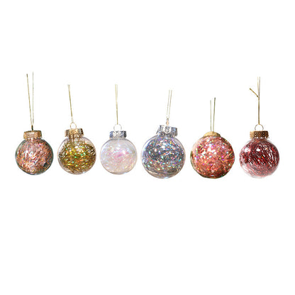 Christmas Ball Transparent PET Laser Silk Grass Ball Christmas Tree Pendant Decoration Props 4PCS per box