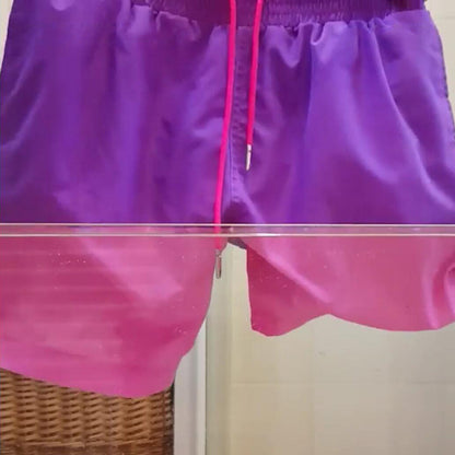 Water Changing Beach Pants Men's Quick Dry Large Size Swimming Pants Warm Color Changing Shorts Men's Swimming Pants