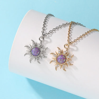 Sun Necklace Women's Set Zircon Rain Flower Stone Pendant with Unique Design Versatile Clothing Decoration Collar Chain
