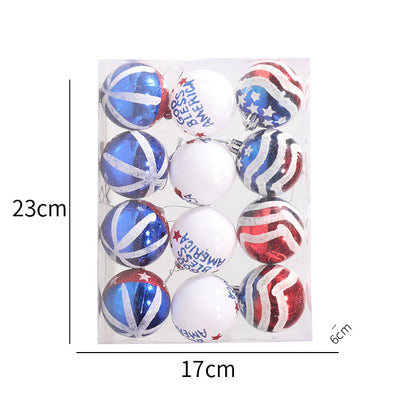 American Independence Day Christmas Plastic Balls Christmas Tree Decoration Hand drawn Ball Set