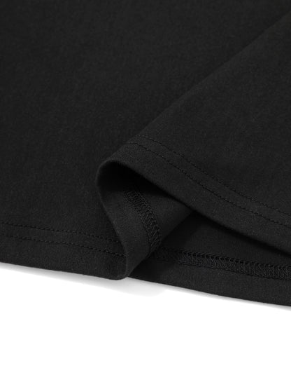 Women's Christmas Gnome Pattern Printed Short Sleeve T-Shirt Round Neck Casual Top Black Red White