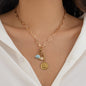 Fashionable Sun Set Zircon Necklace Women's Geometric Alloy Heart Shaped Tassel Collar Chain