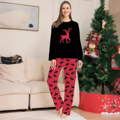 Christmas Deer Crew Neck Long Sleeve Family Pajamas for Kids and Adults