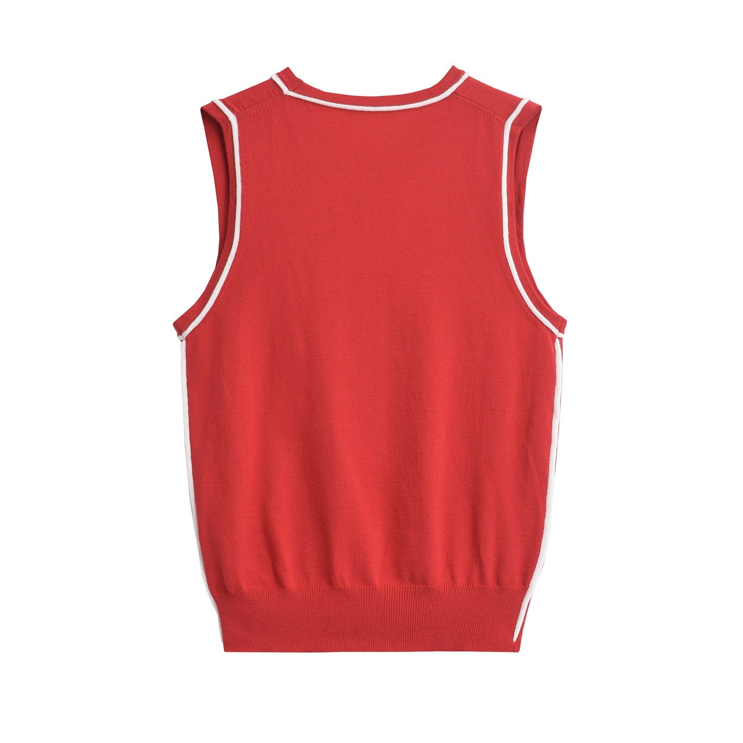 Color blocked trimmed sleeveless knitted vest top