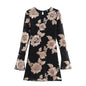Fashionable Heavy Industry Embroidered Sexy Slimming Trumpet Sleeve Wrapped Hip Dress