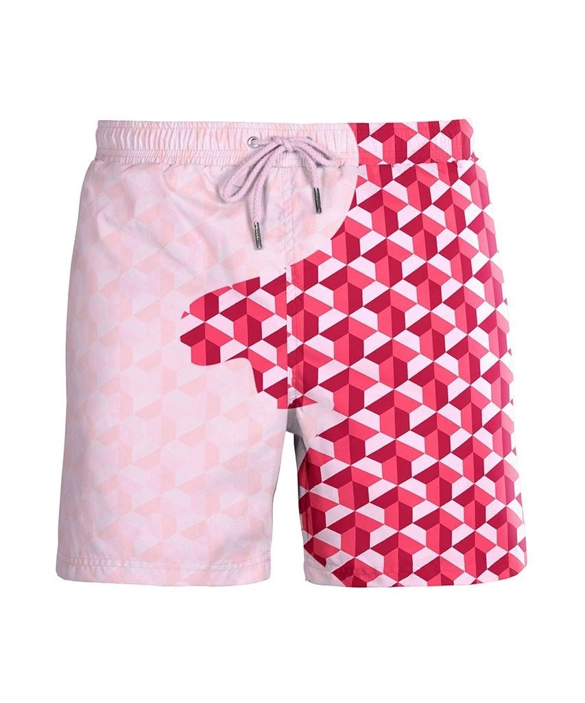 Water Changing Beach Pants Men's Quick Dry Large Size Swimming Pants Warm Color Changing Shorts Men's Swimming Pants