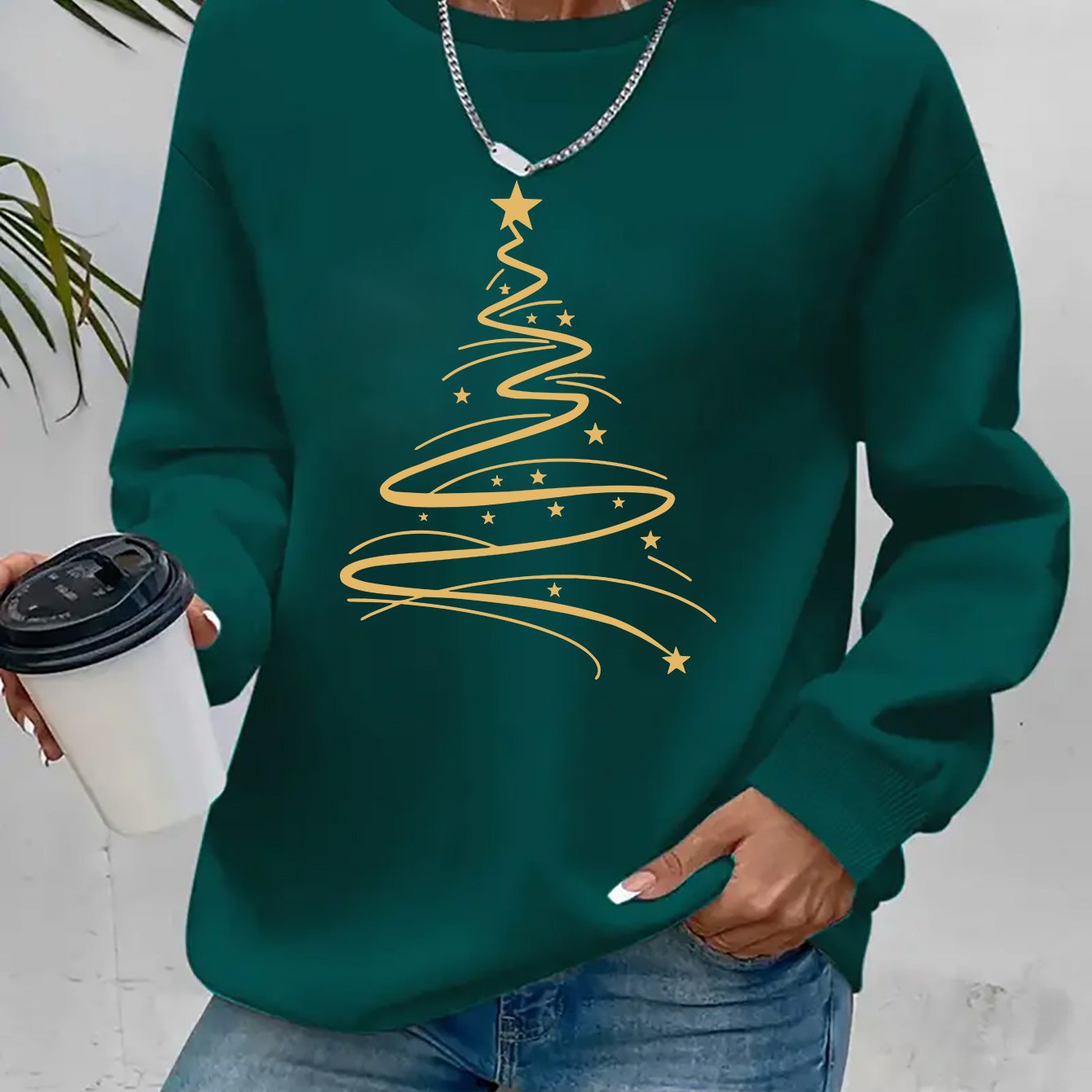 Women's Casual Christmas Print Long Sleeve Sweatshirt - Vibr
