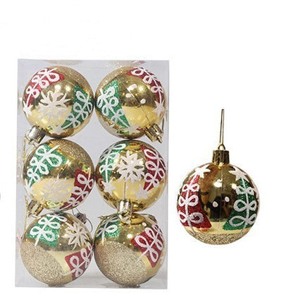 Christmas ball hand drawn pattern Christmas tree pattern decoration plastic electroplated ball decoration