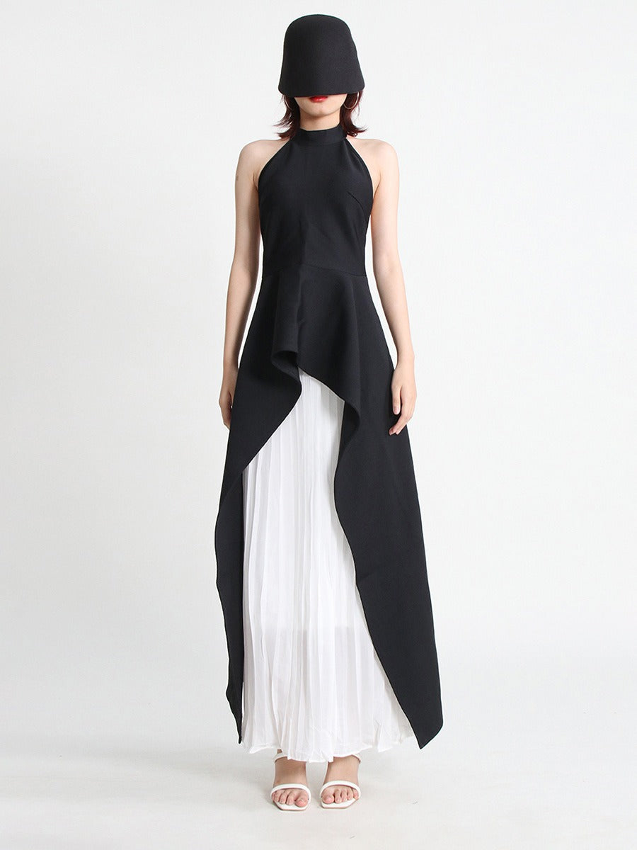 Fashion neck hanging sleeveless irregular two-piece set women's clothing