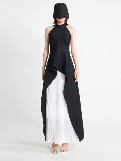 Fashion neck hanging sleeveless irregular two-piece set women's clothing