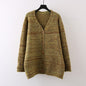 Mixed color sweater jacket for women in autumn and winter loose and lazy style casual and slimming V-neck knitted cardigan top