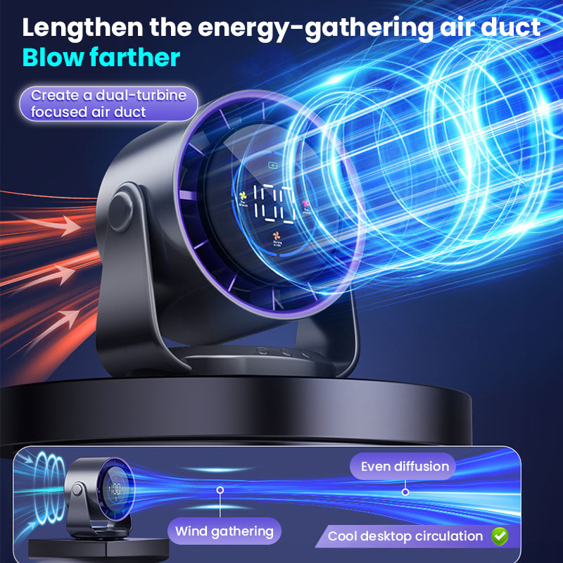 2025 New 100-Speed High - Speed Circulating Fan for Home. 6 - Inch Charging Digital Display, Turbo Desktop Electric Fan