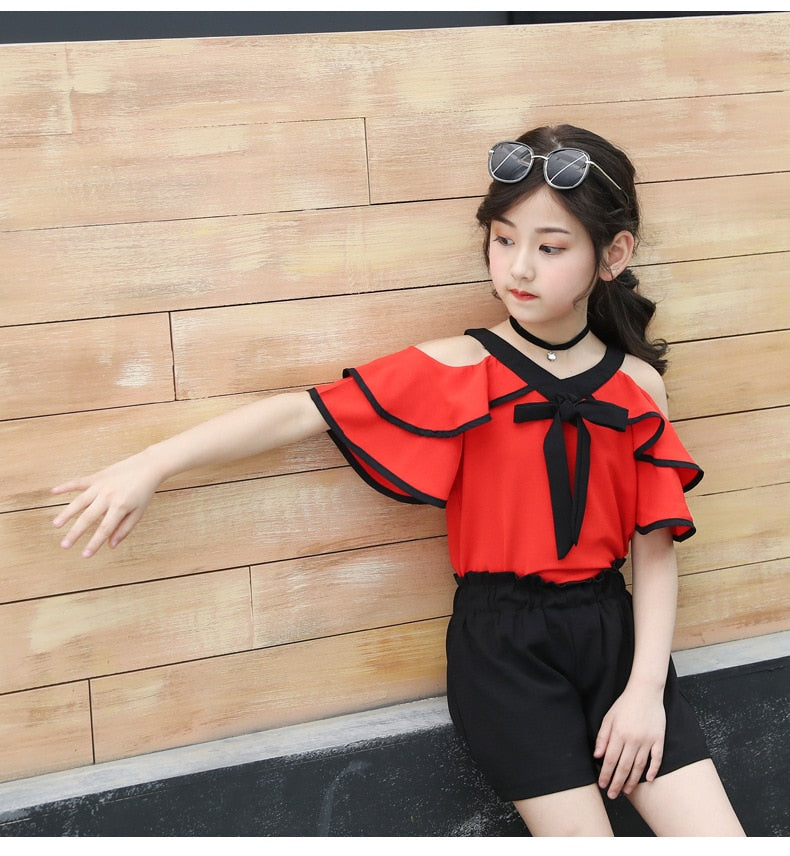 Kids Letter Crop Tank Tops Legging Two Pieces Set For Girls Summer Style Teenage Girl Hip Hop Clothing 4 6 8 10 12 14Years