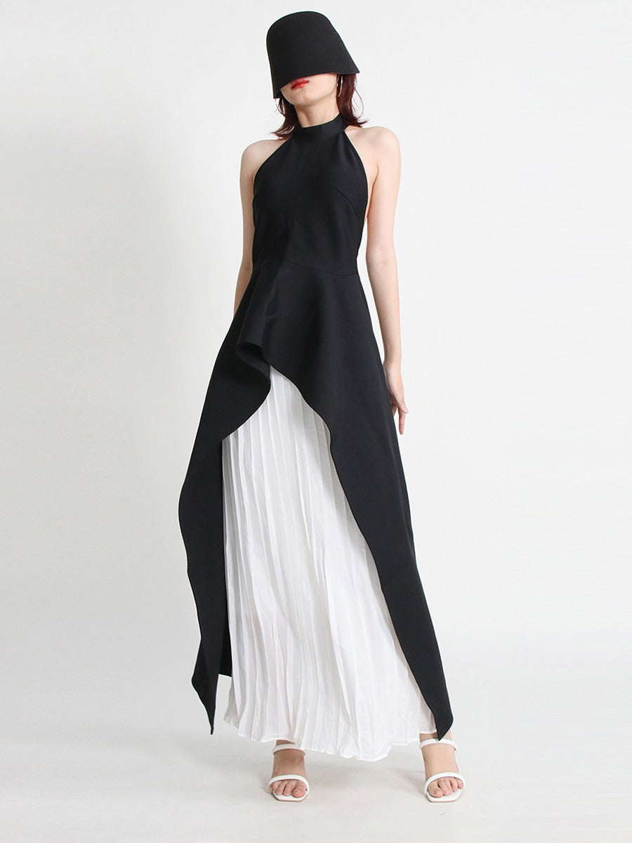 Fashion neck hanging sleeveless irregular two-piece set women's clothing