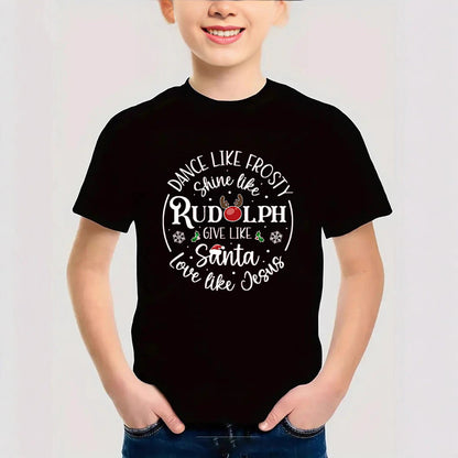 Cotton New Christmas Children's Short Sleeve Girls' T-Shirt Kids Clothing Boys' Short Sleeve