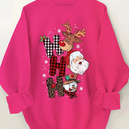 Festive Christmas Sweatshirt for Women, Plus Size Casual