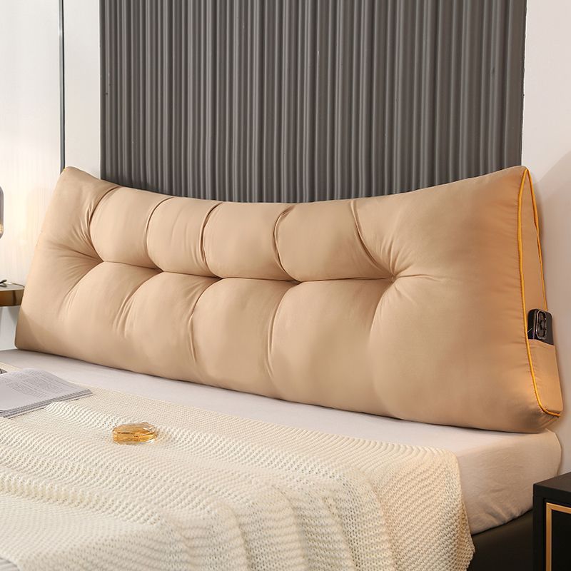 Fluffy Warm Feather-Cotton Backrest - Classic Solid Brushed Triangular Bed Cushion