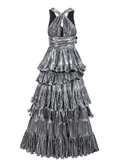 V-neck sleeveless high waisted dress that highlights height niche trailing long dress adult gown