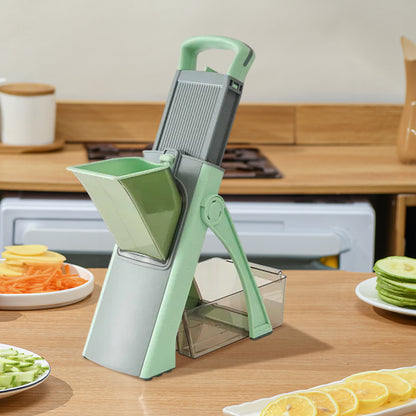 Multifunctional veggie & fruit slicer-grater. Chop, grate, slice potatoes efficiently. Ideal kitchen tool.