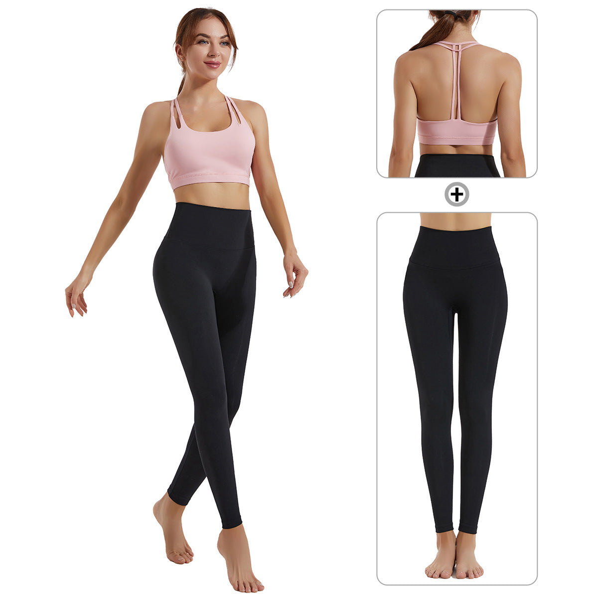 Yoga clothing set women's shock-absorbing gathering sports bra high waist and hip lifting fitness pants two-piece set