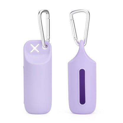 Silicone dog poop bag holder with dispenser, portable, hanging ring & storage case