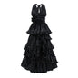 V-neck sleeveless high waisted dress that highlights height niche trailing long dress adult gown