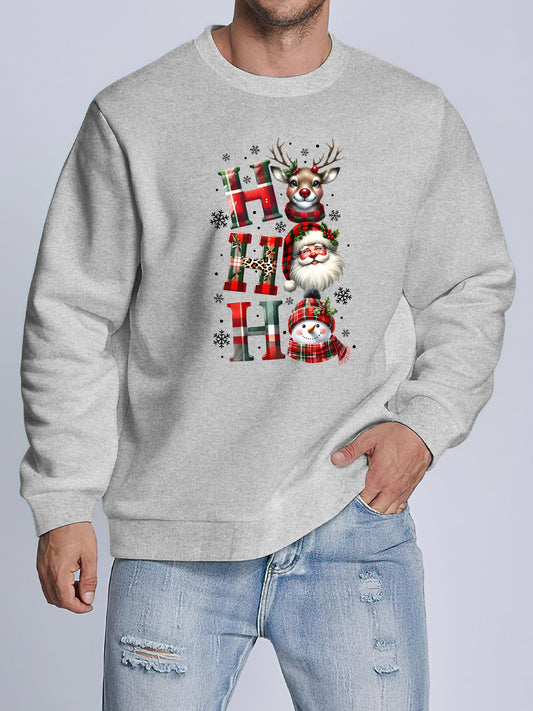 Men'S Christmas Sweatshirt - Casual Street Style, Round