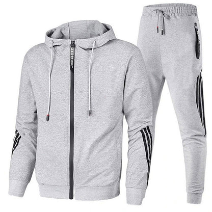 Sportswear Men's Set Casual Two-Piece Suit Spring Autumn Zipper Three-Stripe Hoodie Casual Long Pants