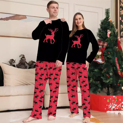 Christmas Deer Crew Neck Long Sleeve Family Pajamas for Kids and Adults