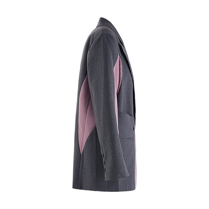 Irregular contrasting color splicing design feminine style suit loose and casual silhouette suit jacket