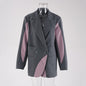 Irregular contrasting color splicing design feminine style suit loose and casual silhouette suit jacket