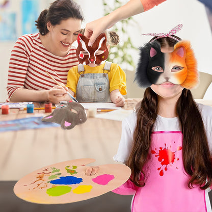 6 Sets Therian Mask Kit. Half-face paper blank masks, hand-painted cat. For DIY, masquerade, cosplay, Christmas gifts. Create un