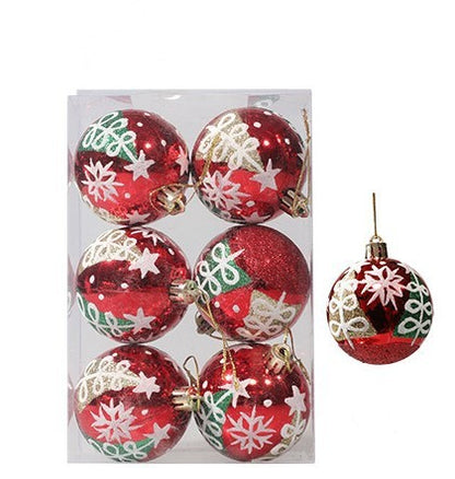 Christmas ball hand drawn pattern Christmas tree pattern decoration plastic electroplated ball decoration