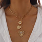 Ins zircon inlaid sun necklace for women, cold and cool style heart-shaped alloy pendant, collarbone chain
