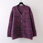 Mixed color sweater jacket for women in autumn and winter loose and lazy style casual and slimming V-neck knitted cardigan top