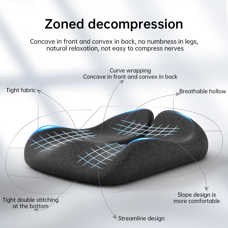 Memory Foam Coccyx Cushion. Alleviates tailbone/sciatica/back pain. Non - slip for office/car seats.